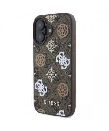 Guess Peony On 4G Background MagSafe case for iPhone 16 - brown