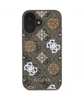 Guess Peony On 4G Background MagSafe case for iPhone 16 - brown