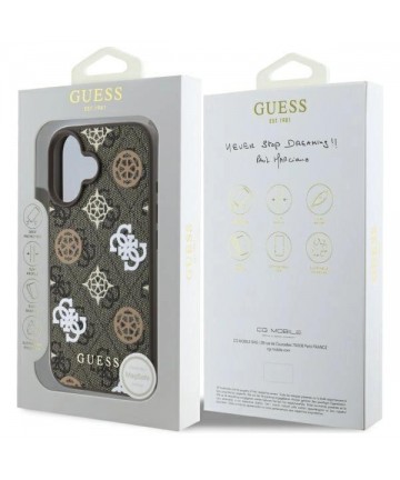 Guess Peony On 4G Background MagSafe case for iPhone 16 - brown