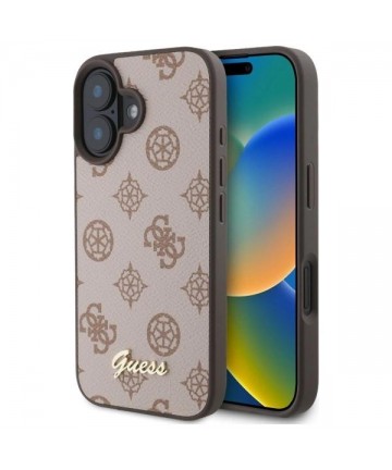 Guess Peony Script MagSafe iPhone 16 Case - Brown