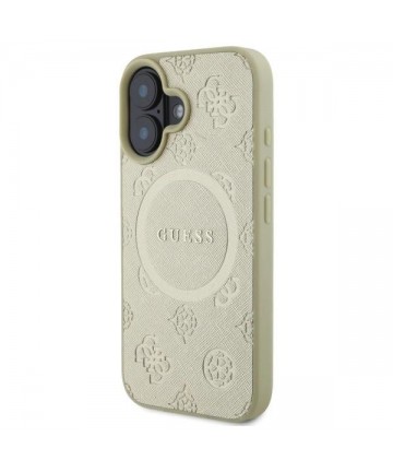 Guess Saffiano Peony Classic Logo MagSafe case for iPhone 16 - gold