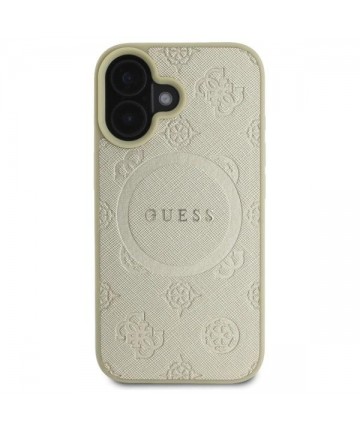 Guess Saffiano Peony Classic Logo MagSafe case for iPhone 16 - gold