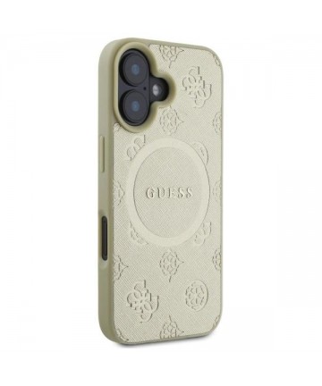 Guess Saffiano Peony Classic Logo MagSafe case for iPhone 16 - gold