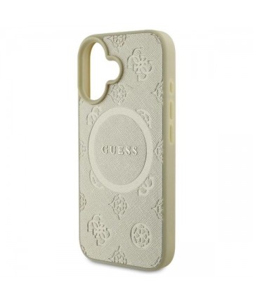 Guess Saffiano Peony Classic Logo MagSafe case for iPhone 16 - gold