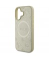 Guess Saffiano Peony Classic Logo MagSafe case for iPhone 16 - gold