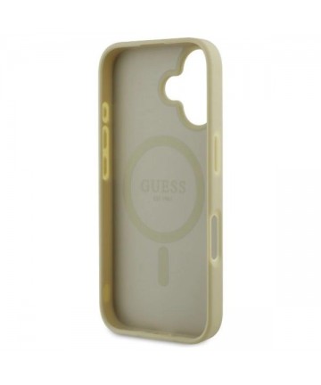 Guess Saffiano Peony Classic Logo MagSafe case for iPhone 16 - gold