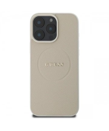 Guess Grained Gold Ring MagSafe Case for iPhone 16 Pro Max - Beige