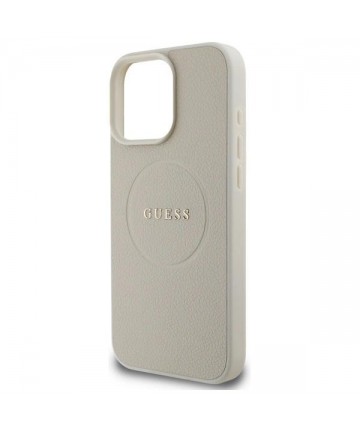 Guess Grained Gold Ring MagSafe Case for iPhone 16 Pro Max - Beige