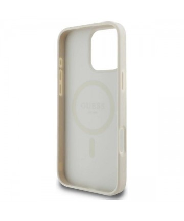 Guess Grained Gold Ring MagSafe Case for iPhone 16 Pro Max - Beige