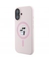 Karl Lagerfeld Silicone Karl&Choupette Heads Ring MagSafe Case for iPhone 16 Plus - Pink