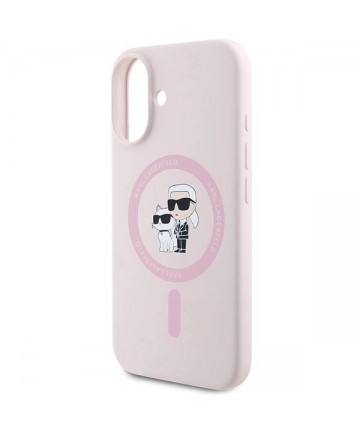 Karl Lagerfeld Silicone Karl&Choupette Heads Ring MagSafe Case for iPhone 16 Plus - Pink