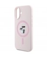 Karl Lagerfeld Silicone Karl&Choupette Heads Ring MagSafe Case for iPhone 16 Plus - Pink
