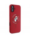 Karl Lagerfeld Silicone Karl&Choupette Heads Ring MagSafe Case for iPhone 16 Plus - Red
