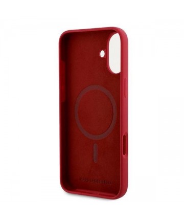Karl Lagerfeld Silicone Karl&Choupette Heads Ring MagSafe Case for iPhone 16 Plus - Red
