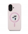 Karl Lagerfeld Silicone Karl&Choupette Heads Ring MagSafe iPhone 16 Case - Pink
