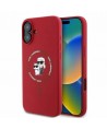 Karl Lagerfeld Silicone Karl&Choupette Heads Ring MagSafe iPhone 16 Case - Red