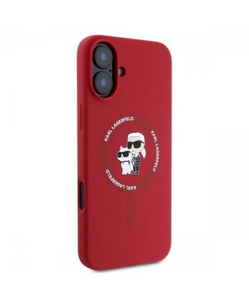 Karl Lagerfeld Silicone Karl&Choupette Heads Ring MagSafe iPhone 16 Case - Red