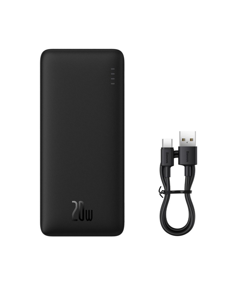 Baseus Airpow 20W 10000mAh Power Bank with Baseus Simple Series USB-A - USB-C 30 cm Cable - Black