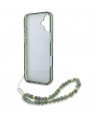 Guess IML Flowers Allover Electro With Pearl Strap MagSafe case for iPhone 16 - green