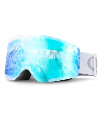 Qunature White Frameless Ski Goggles - White