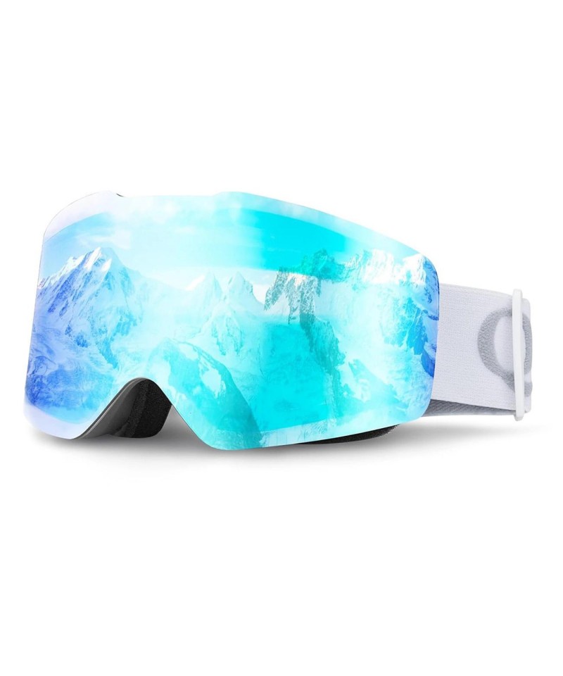 Qunature White Frameless Ski Goggles - White