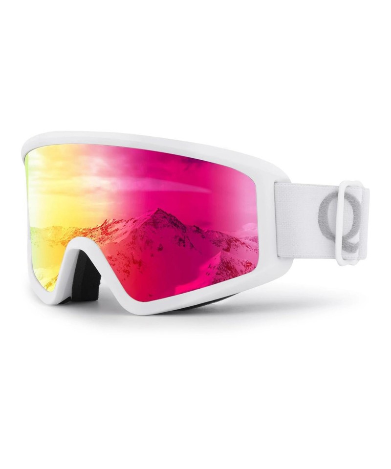 Qunature White Ski Goggles for Adults - White