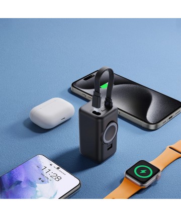 Joyroom JR-W13 5000mAh Wireless Power Bank for Apple Watch + USB-C and Lightning – Black