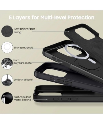 Tech-Protect Silicone MagSafe iPhone 16 Pro Case - Black
