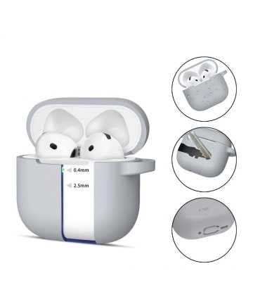 Tech-Protect Silicone Hook Case for AirPods 4 - Gray