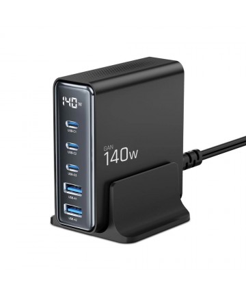 Tech-Protect DC140W-GAN 5-PORT PD140W/QC3.0 Charging Station - Black