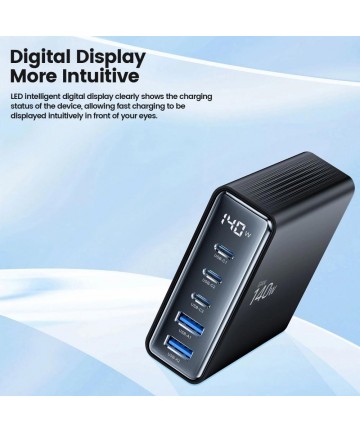Tech-Protect DC140W-GAN 5-PORT PD140W/QC3.0 Charging Station - Black