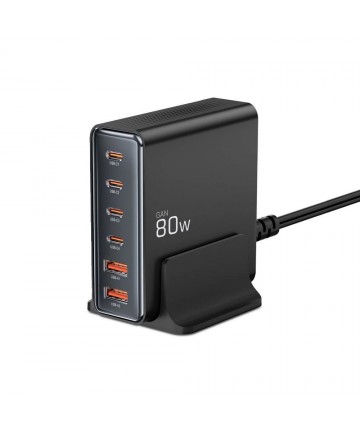 Tech-protect DC80W-GAN 6-PORT PD80W/QC3.0 Charging Station - Black