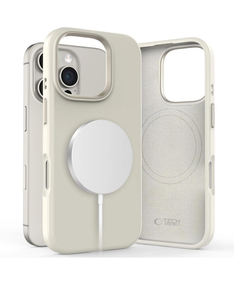 Tech-Protect Silicone PU MagSafe iPhone 16 Pro Case - Beige