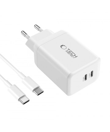Tech-Protect NC45W-GAN 2-PORT PD45W Charger + TYPE-C CABLE - white