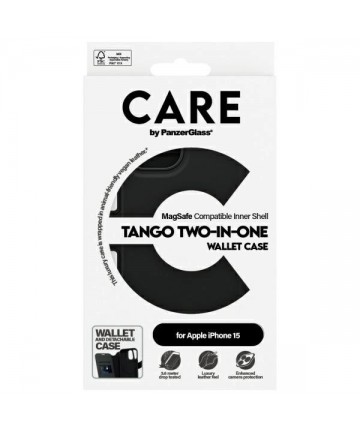 CARE by PanzerGlass Feature Tango 2in1 Wallet MagSafe Case for iPhone 15 - Black