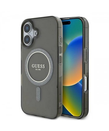 Guess IML Glitter Circle MagSafe case for iPhone 16 - black