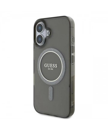 Guess IML Glitter Circle MagSafe case for iPhone 16 - black