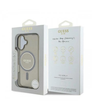 Guess IML Glitter Circle MagSafe case for iPhone 16 - black