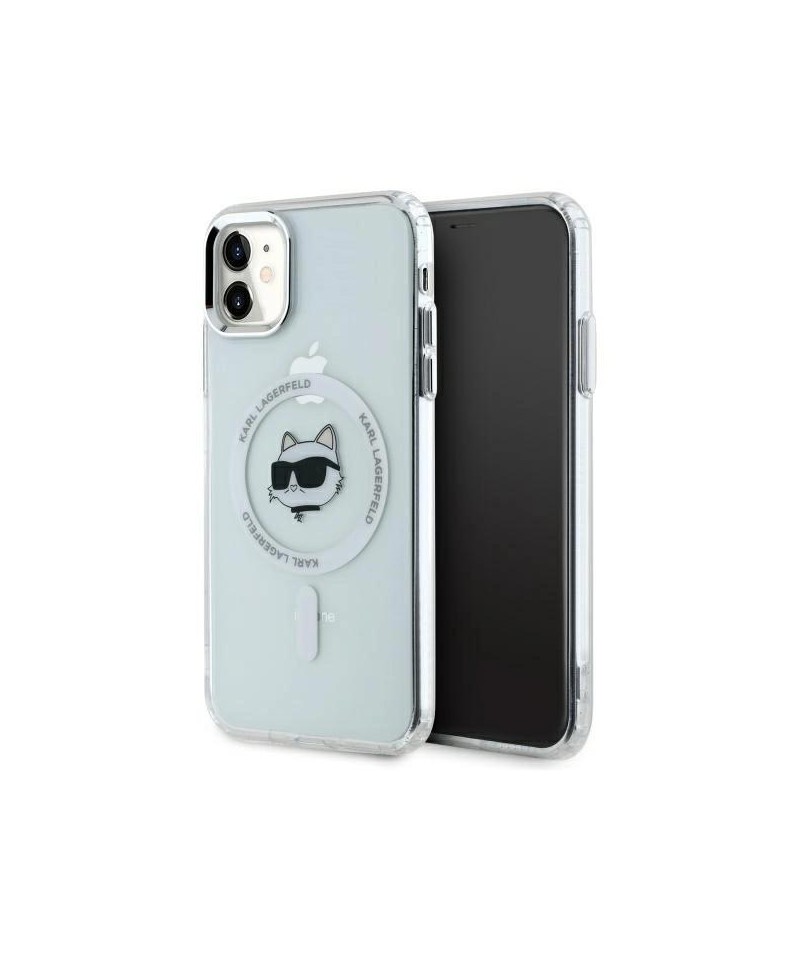 Karl Lagerfeld IML Metal Choupette Head MagSafe iPhone 11 Case - White