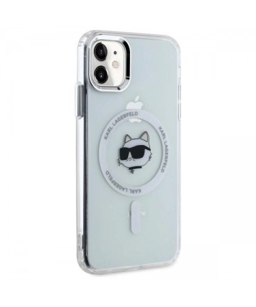Karl Lagerfeld IML Metal Choupette Head MagSafe iPhone 11 Case - White