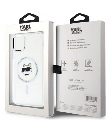 Karl Lagerfeld IML Metal Choupette Head MagSafe iPhone 11 Case - White
