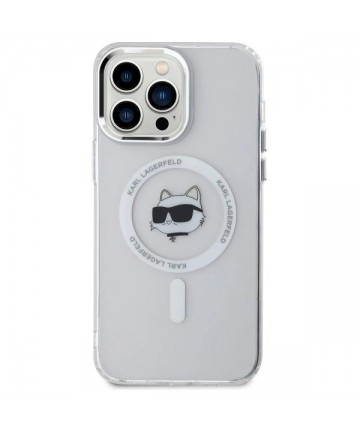Karl Lagerfeld IML Metal Choupette Head MagSafe iPhone 13 Pro Case - White