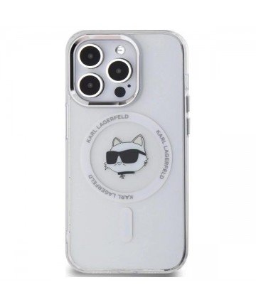 Karl Lagerfeld IML Metal Choupette Head MagSafe iPhone 14 Pro Case - White