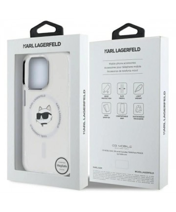 Karl Lagerfeld IML Metal Choupette Head MagSafe iPhone 14 Pro Case - White