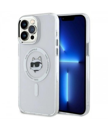 Karl Lagerfeld IML Metal Choupette Head MagSafe Case for iPhone 14 Pro Max - White