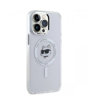 Karl Lagerfeld IML Metal Choupette Head MagSafe Case for iPhone 14 Pro Max - White