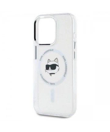 Karl Lagerfeld IML Metal Choupette Head MagSafe iPhone 15 Pro Case - White