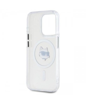 Karl Lagerfeld IML Metal Choupette Head MagSafe iPhone 15 Pro Case - White