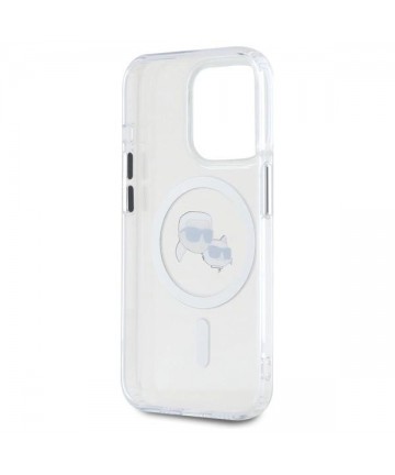 Karl Lagerfeld IML Metal Karl&Choupette Head MagSafe iPhone 15 Pro Case - White
