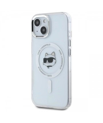 Karl Lagerfeld IML Metal Choupette Head MagSafe iPhone 15 Plus Case - White